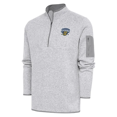 Men's Antigua  Heather Gray Charleston RiverDogs Fortune Quarter-Zip Pullover Jacket