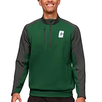 Men's Antigua Green/Charcoal Charlotte 49ers Team Quarter-Zip Pullover Top