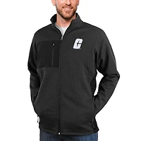 Men's Antigua Heather Black Charlotte 49ers Course Full-Zip Jacket