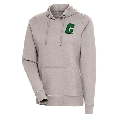 Men's Antigua Oatmeal Charlotte 49ers Action Pullover Hoodie