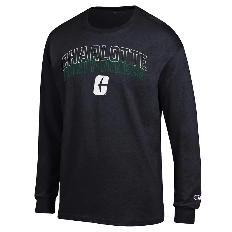T-shirt à manches longues noir Champion pour homme de l'équipe des Charlotte 49ers