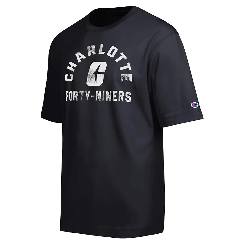 Men's Champion Black Charlotte 49ers Weathered Team T-Shirt