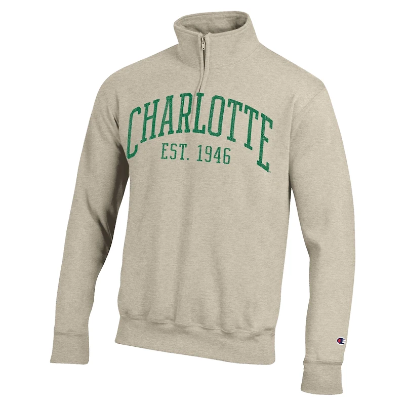 Men's Champion Cream Charlotte 49ers Established Date Quarter-Zip Pullover