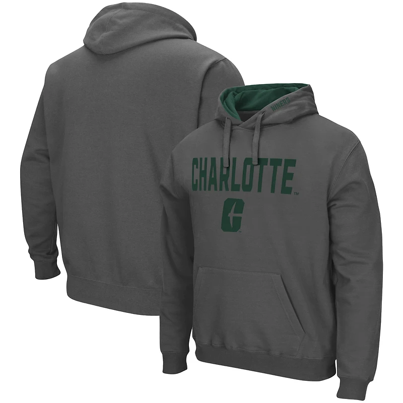 Chandail à capuchon Colosseum Charcoal Charlotte 49ers Arch et Logo pour hommes