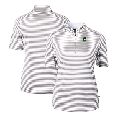 Polo recyclé à rayures DryTec Virtue Eco Pique pour femme, gris Cutter & Buck, Charlotte 49ers