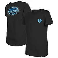 Girls Youth New Era Black Charlotte FC Bubble Heart T-Shirt