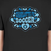 Girls Youth New Era Black Charlotte FC Bubble Heart T-Shirt