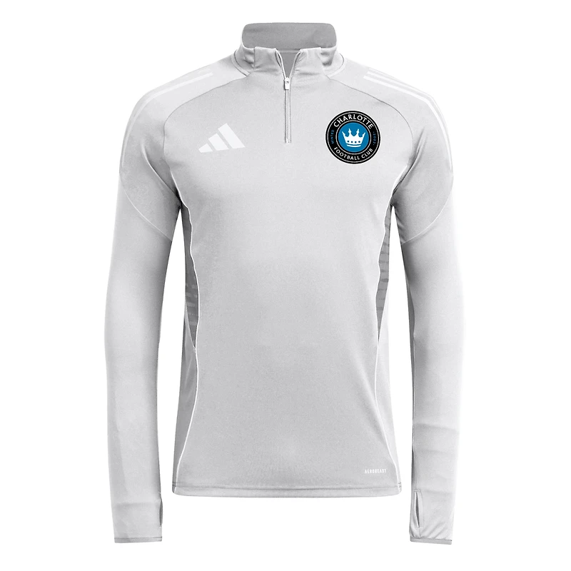 Haut d'entraînement à manches longues et quart de zip adidas Silver Charlotte FC 2025 AEROREADY pour homme