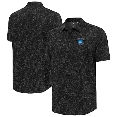Haut boutonné tissé luxueux Charlotte FC Antigua Black pour homme