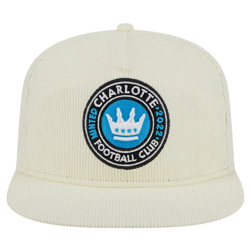 Casquette de golf à visière snapback Charlotte FC Kickoff 2025 de New Era pour homme, couleur crème