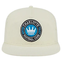 Casquette de golf à visière snapback Charlotte FC Kickoff 2025 de New Era pour homme, couleur crème