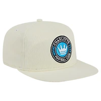 Casquette de golf à visière snapback Charlotte FC Kickoff 2025 de New Era pour homme, couleur crème