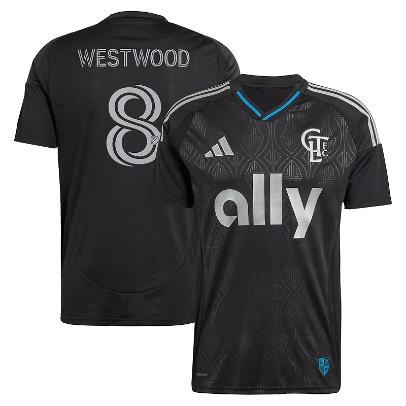 Men's adidas Ashley Westwood Black Charlotte FC 2025 Fortress Kit Replica Player Jersey