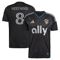 Men's adidas Ashley Westwood Black Charlotte FC 2025 Fortress Kit Replica Player Jersey