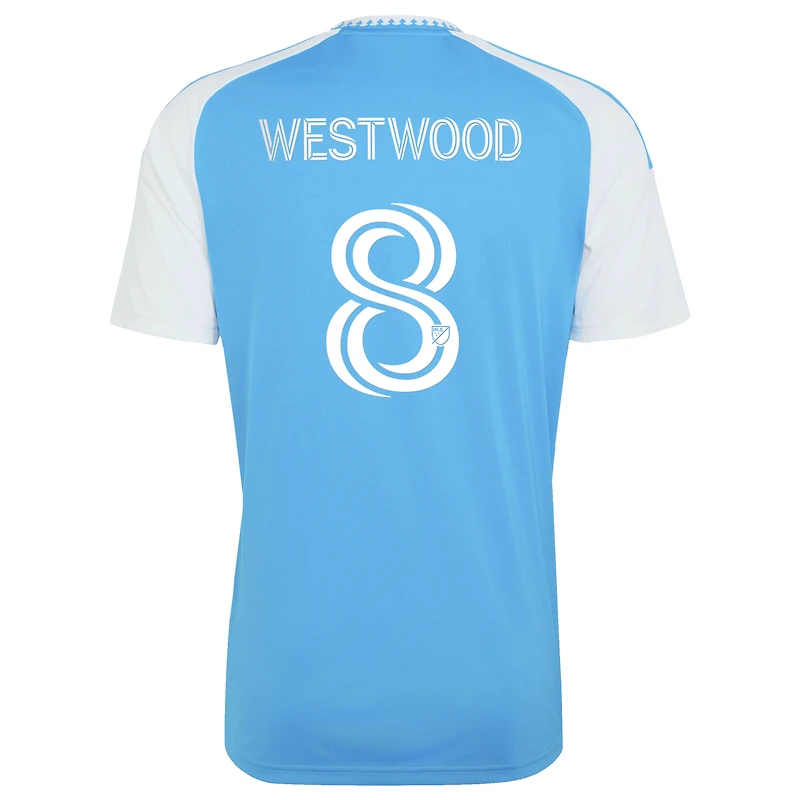 Maillot réplique adidas Ashley Westwood bleu Charlotte FC 2026 Carolina pour homme : Crowns Up