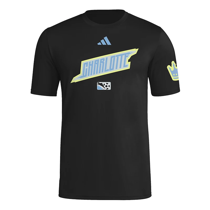 Men's adidas Black Charlotte FC 2025 Archive Collection Jersey Hook T-Shirt