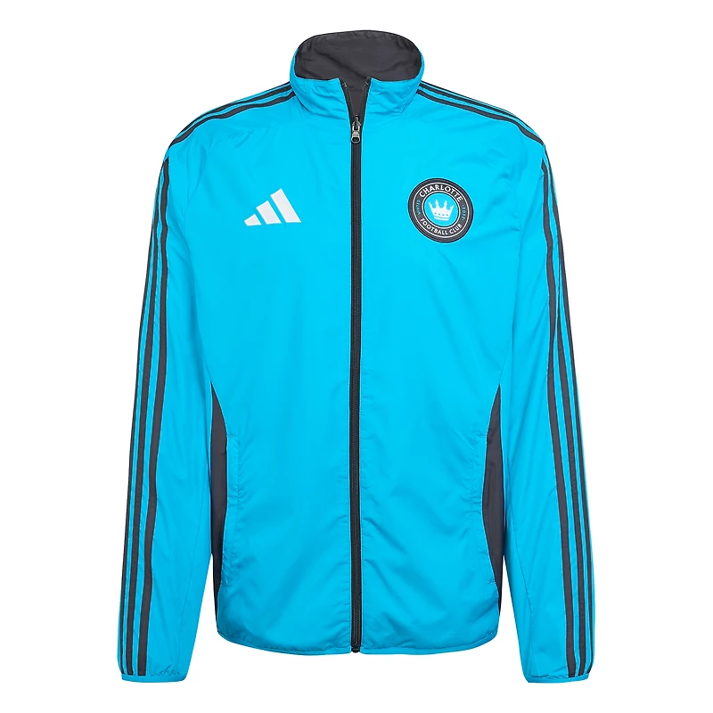 Veste réversible entièrement zippée adidas Anthem Charlotte FC 2025 Bleu/Noir pour homme