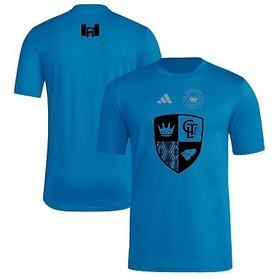 T-shirt adidas bleu Charlotte FC 2025 pour homme avec maillot Hook AEROREADY