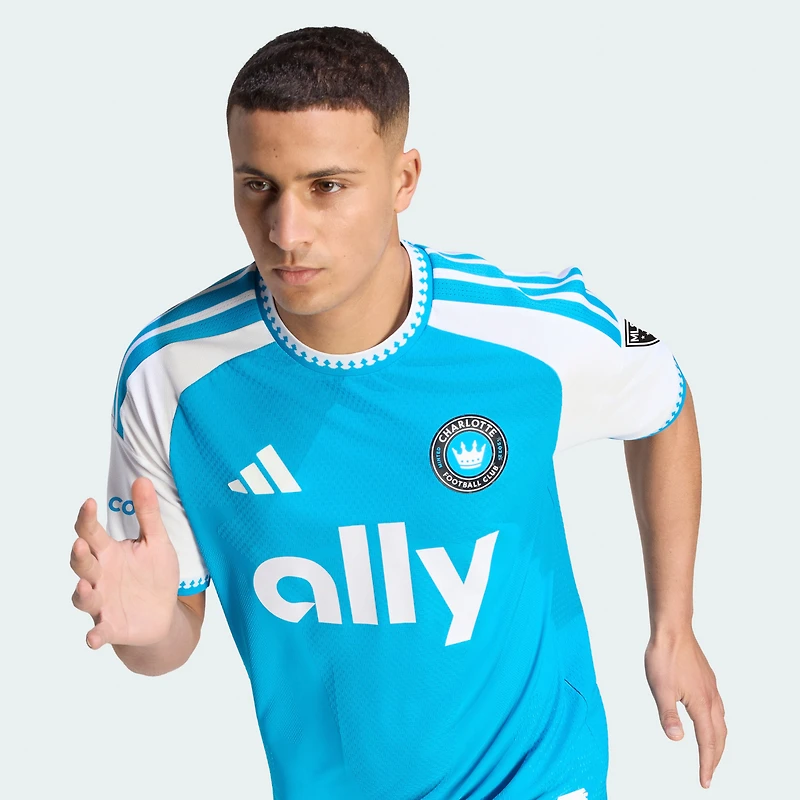 Maillot authentique adidas bleu Charlotte FC 2026 Carolina pour homme : Crowns Up On-Field