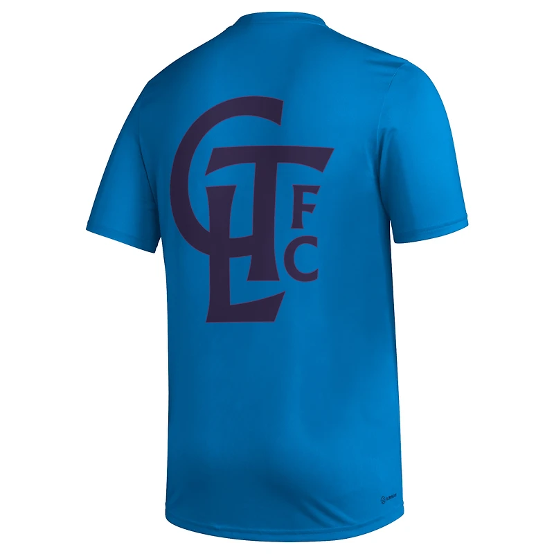 Men's adidas Blue Charlotte FC Team Jersey Hook AEROREADY T-Shirt
