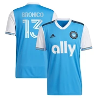 Men's adidas Brandt Bronico Blue Charlotte FC 2023 Newly Minted Replica Player Jersey