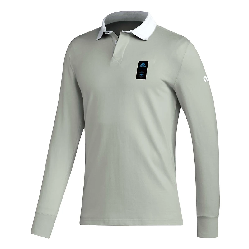Polo à manches longues adidas 2023 Player Charlotte FC Travel pour homme, gris