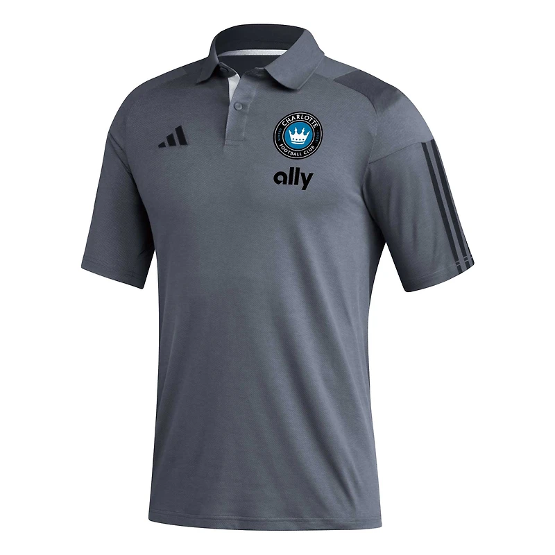 Men's adidas Gray Charlotte FC 2023 On-Field Training Polo