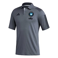 Men's adidas Gray Charlotte FC 2023 On-Field Training Polo