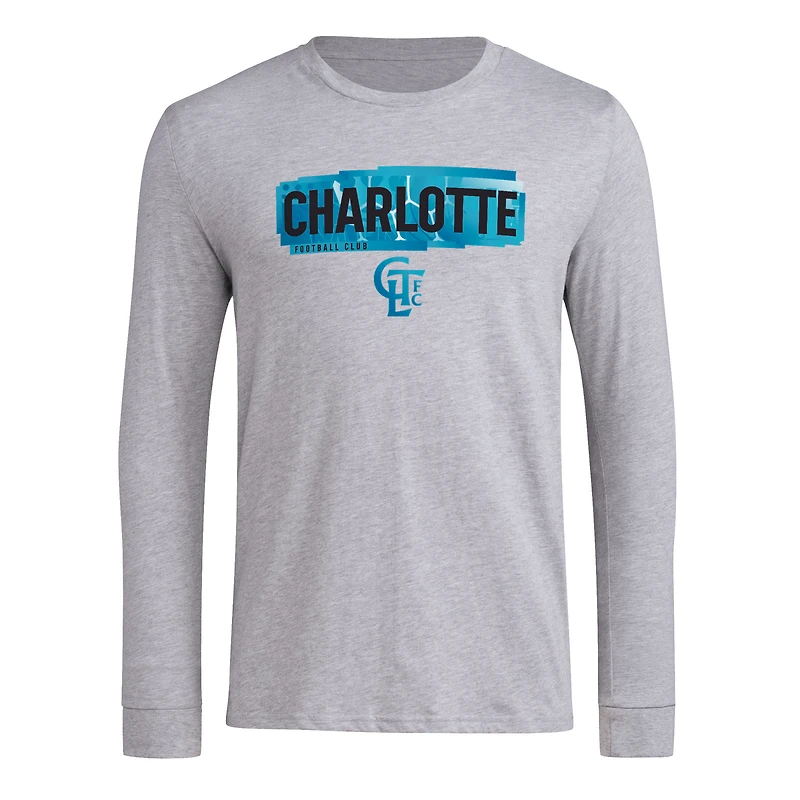 T-shirt à manches longues adidas Charlotte FC Local Pop AEROREADY gris chiné pour hommes