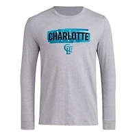 T-shirt à manches longues adidas Charlotte FC Local Pop AEROREADY gris chiné pour hommes
