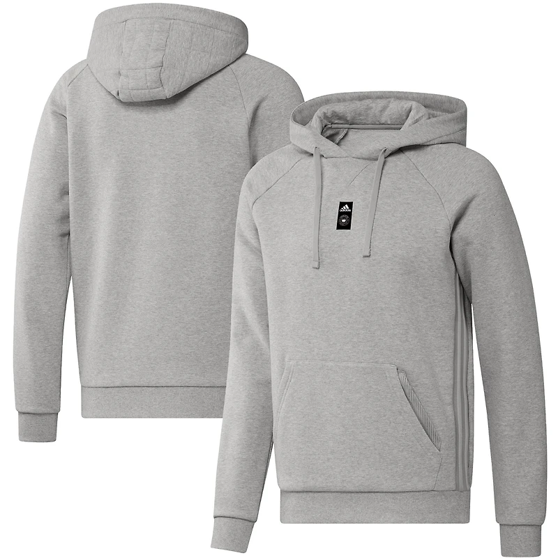 Sweat à capuche raglan de voyage adidas Charlotte FC Travel pour homme, gris chiné