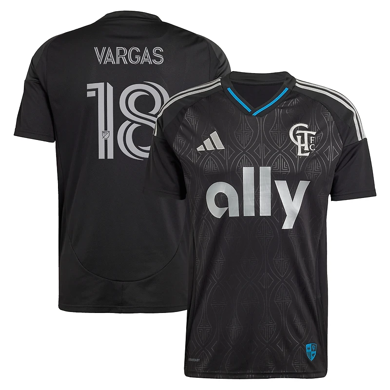 Men's adidas Kerwin Vargas Black Charlotte FC 2025 Fortress Kit Replica Jersey