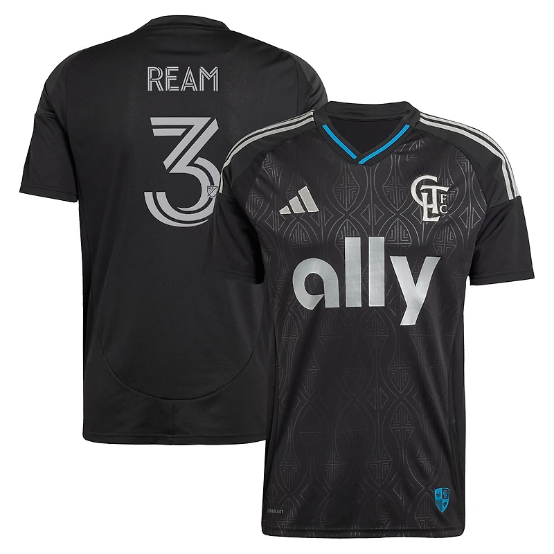 Men's adidas Tim Ream Black Charlotte FC 2025 Fortress Kit Replica Player Jersey