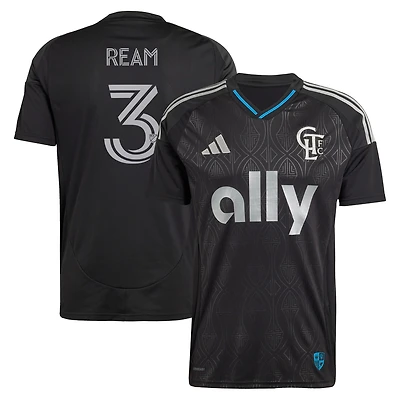 Men's adidas Tim Ream Black Charlotte FC 2025 Fortress Kit Replica Player Jersey