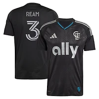 Men's adidas Tim Ream Black Charlotte FC 2025 Fortress Kit Replica Player Jersey