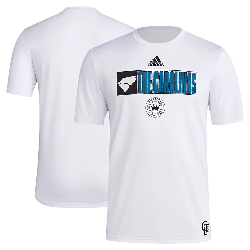 Men's adidas White Charlotte FC 2024 Jersey Hook AEROREADY T-Shirt