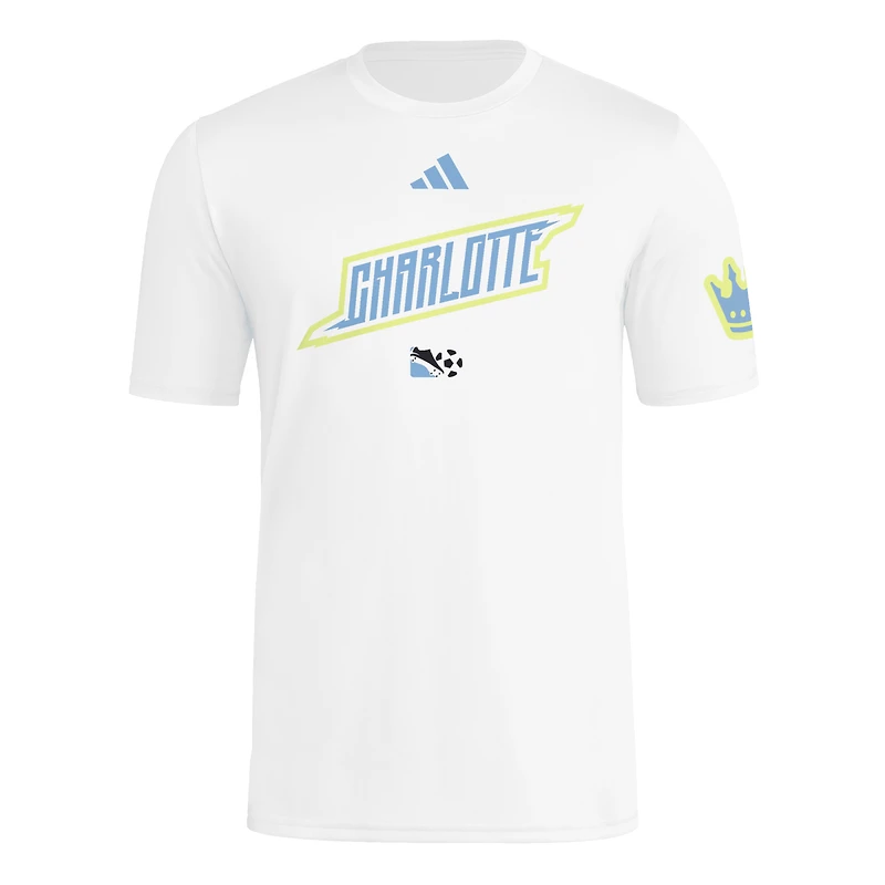 T-shirt adidas blanc Charlotte FC 2025 Archive Collection pour homme