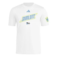 T-shirt adidas blanc Charlotte FC 2025 Archive Collection pour homme