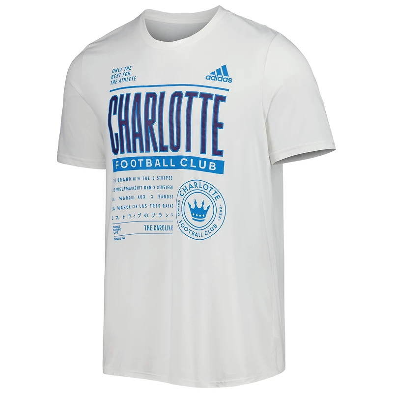 Men's adidas White Charlotte FC Club DNA Performance T-Shirt