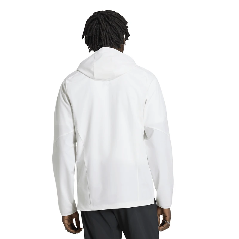 Coupe-vent à capuche zippé adidas Charlotte FC Tiro Travel blanc pour homme