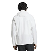 Coupe-vent à capuche zippé adidas Charlotte FC Tiro Travel blanc pour homme