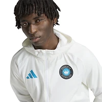 Men's adidas  White Charlotte FC Tiro Travel Full-Zip Hooded Windbreaker