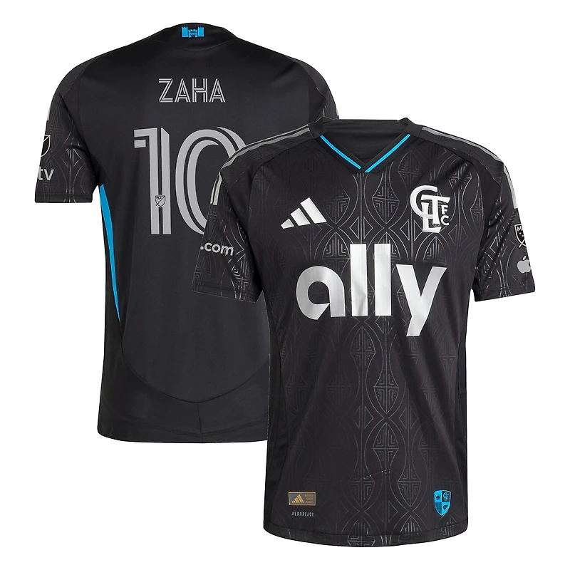 Maillot de joueur authentique adidas Wilfried Zaha Charlotte FC 2025 Fortress Kit noir pour homme