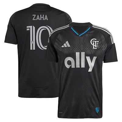 Men's adidas Wilfried Zaha Black Charlotte FC 2025 Fortress Kit Replica Player Jersey