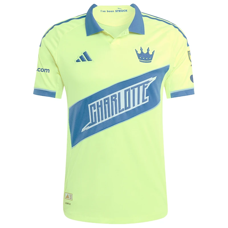 maillot authentique troisième adidas jaune Charlotte FC 2025 pour homme