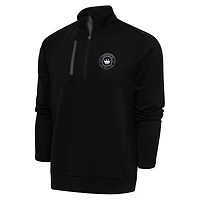 Men's Antigua Black Charlotte FC Brushed Metallic Logo Big & Tall Generation Quarter-Zip Pullover Top
