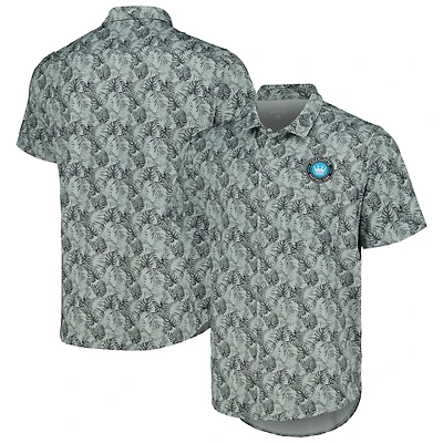 Men's Antigua Black Charlotte FC Resort Button-Up Shirt