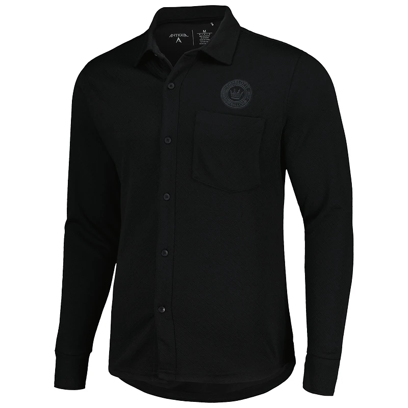 Veste boutonnée Antigua noire Charlotte FC Streamer Diamond pour homme