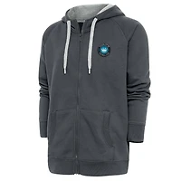 Sweat à capuche zippé Antigua Charcoal Charlotte FC Logo Victory pour homme