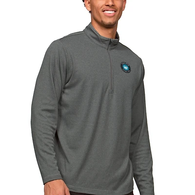 Pull-over Epic à fermeture éclair quart de tour pour homme, couleur charbon chiné, logo l'équipe principale du Charlotte FC, Antigua